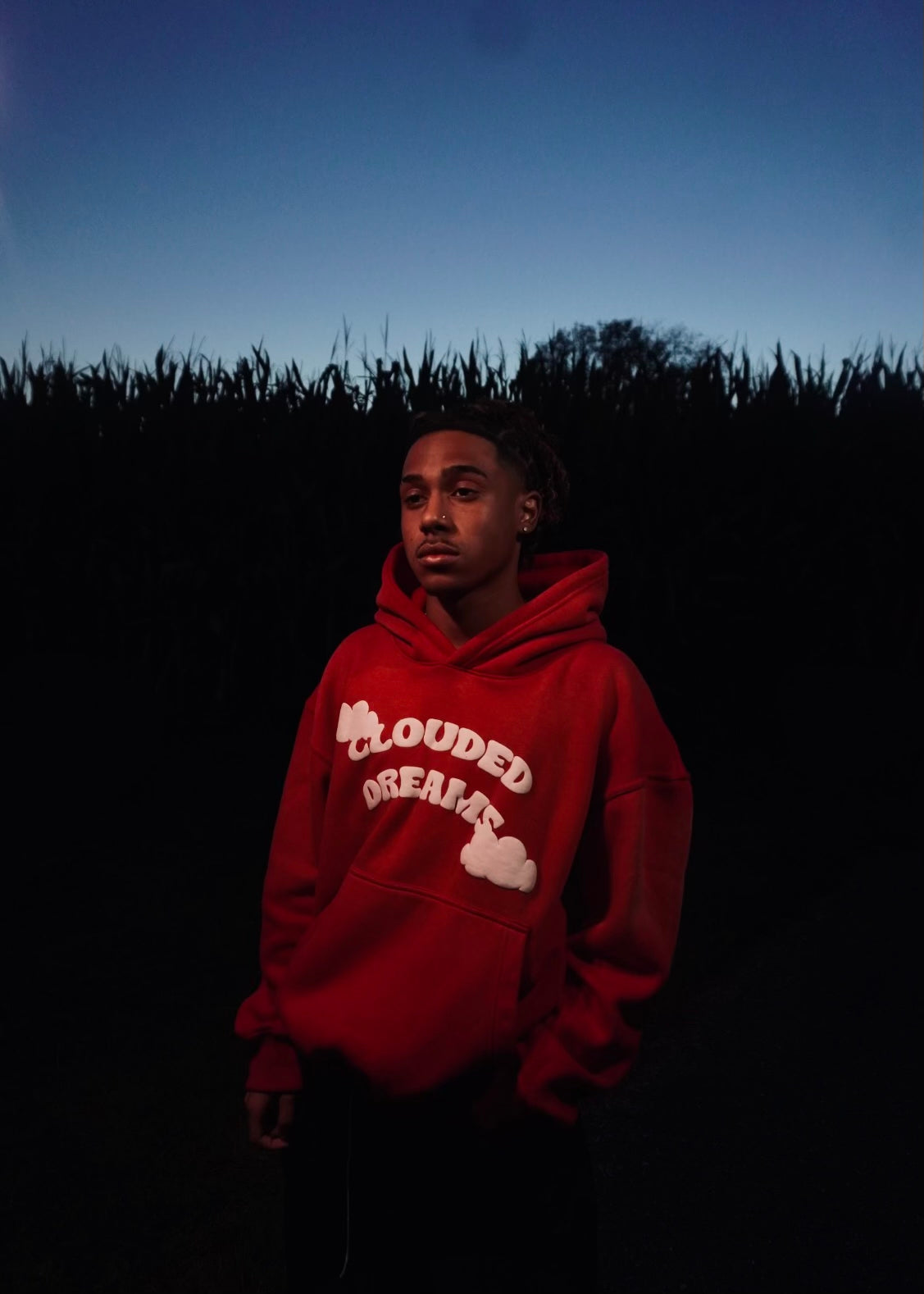 "ESSENTIALS" RED/WHITE cloudeddreams hoodie